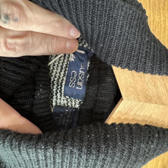 1970’s Susan Ess Turtleneck Sweater Black Mint Retro Vintage Large Geometric - Picture 8 of 8